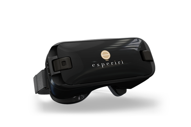 Virtual Reality visor with Esperiri Milano logo for Interior Design Experience