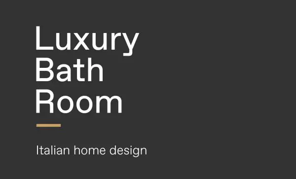 Luxury Bath Room, Italian home design title slide on a dark background