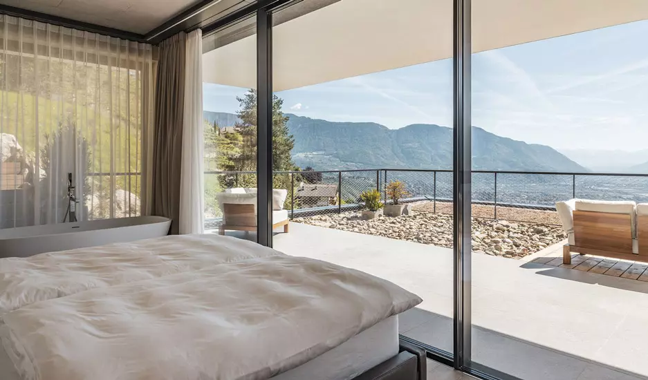 Amazing view from one of the suites of Arua Private Spa in Merano