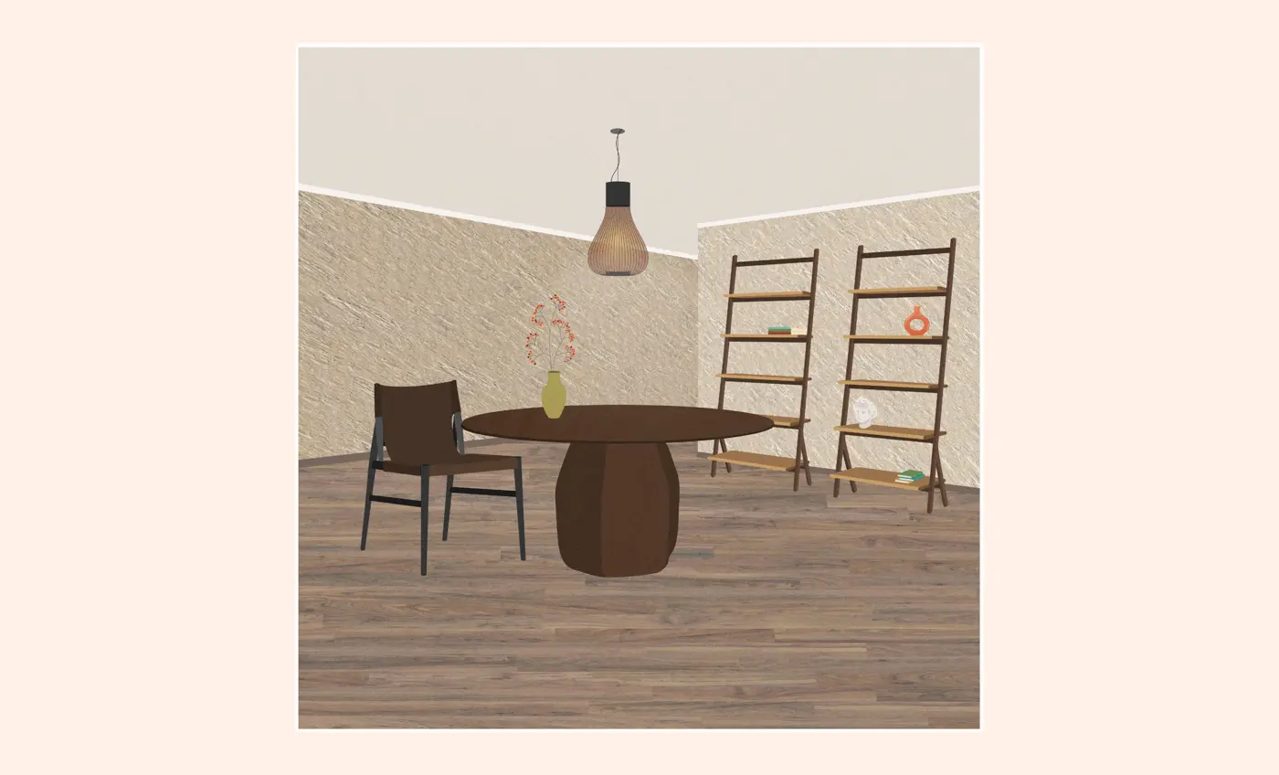 Mix&Match Porro chairs Composition by Esperiri Milano with Voyage chair by GamFratesi for Porro, Asterias table designed by Patricia Urquiola for Molteni&C, Ren bookcase designed by Neri&Hu for Poltrona Frau and Chasen lamp designed by Patricia Urquiola for Flos