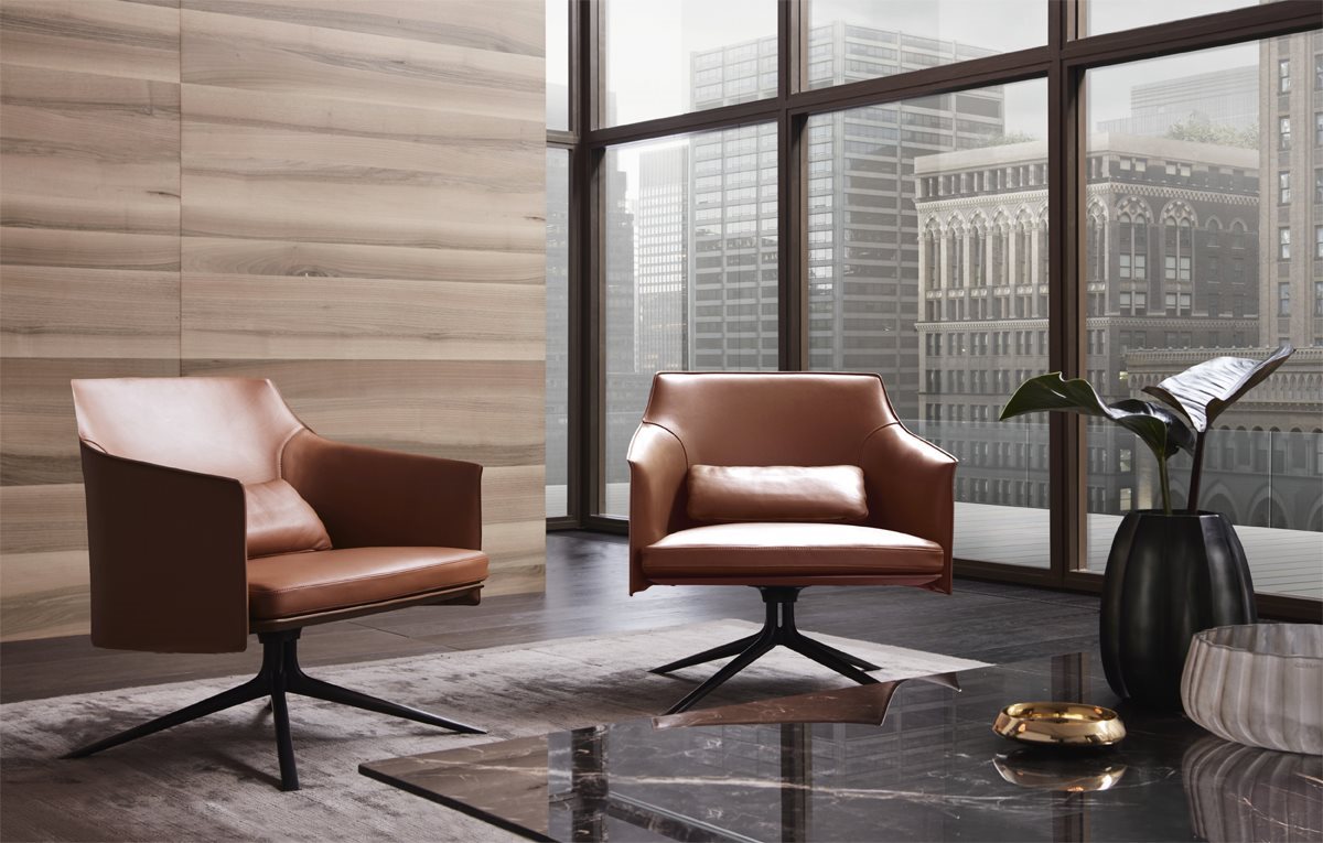 Italian Furniture in London and 12 Best Italian Furniture Stores with office interior featuring the Poliform furniture brand's Standford armchair