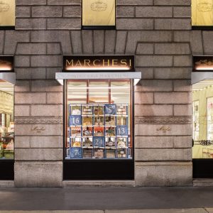 A building's exterior of a cafe in Milan called Pasticceria Marchesi