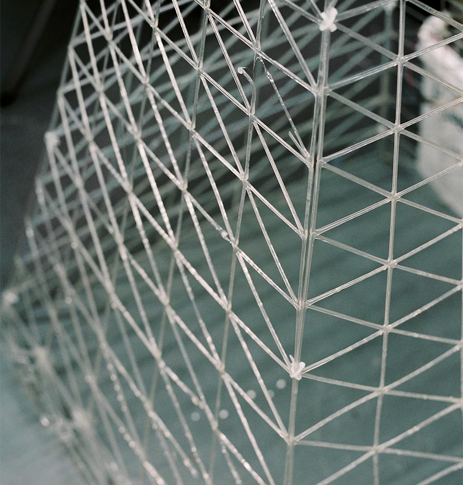 detail image of a structure model of white lines
