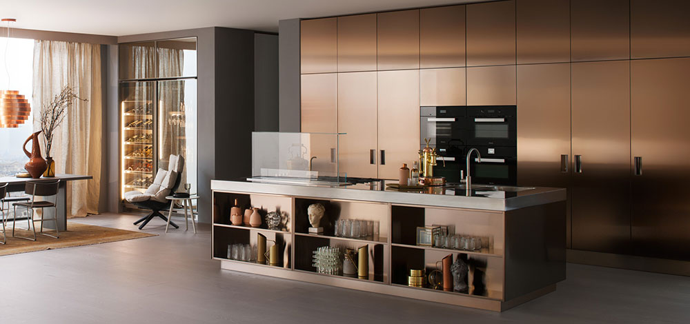 Their kitchens are characterized by sleek lines, innovative storage solutions, and premium materials, all crafted with a focus on reducing environmental impact.