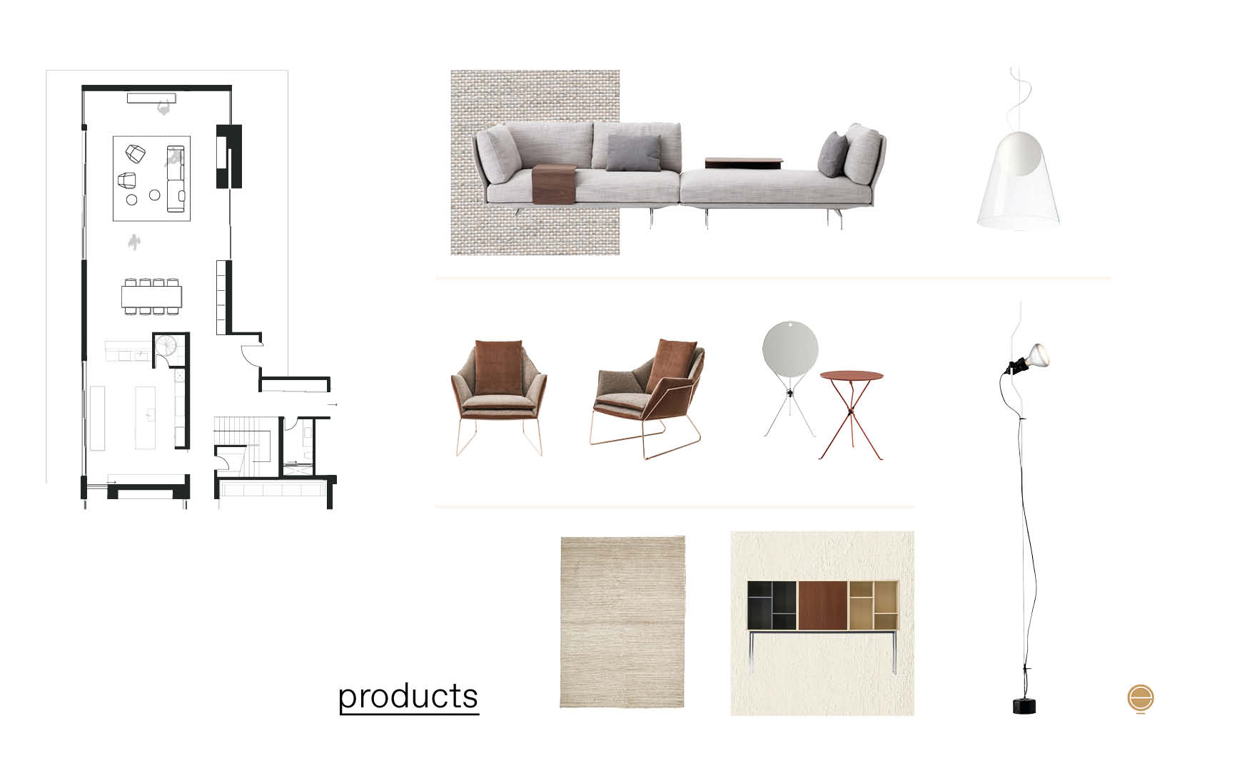 modern Italian living room furniture moodboard design by esperiri milano