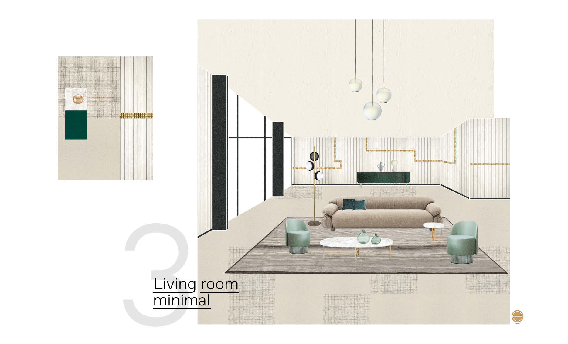 Italian living room decor proposal with Tacchini sofa