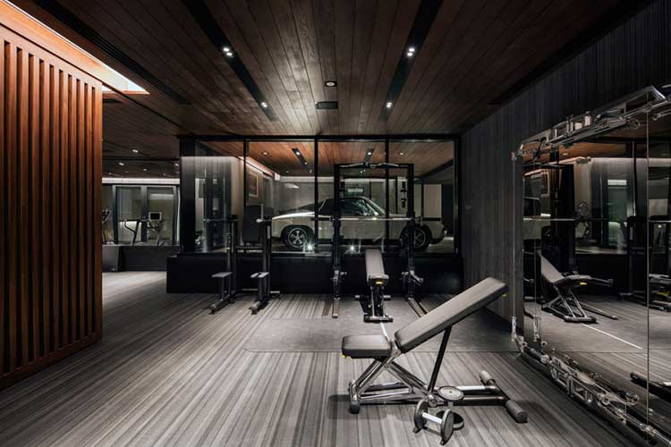 gym interiors of a modern villa designed by one of the top 10 interior design companies in Dubai