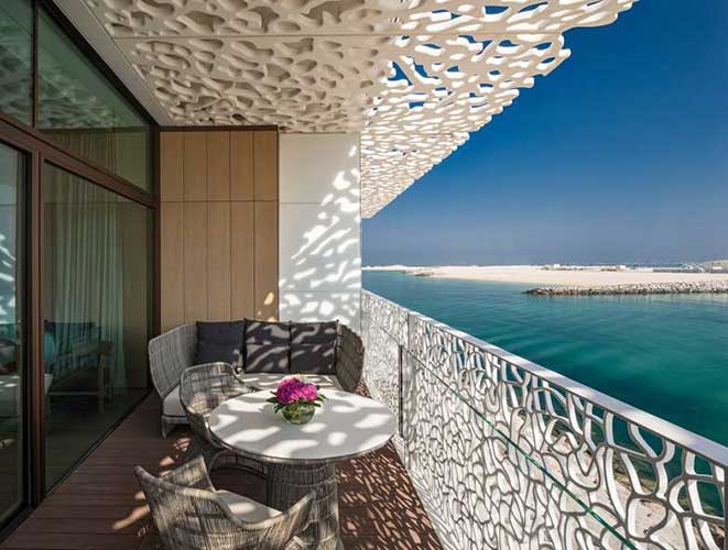 interiors of the bulgari resort in dubai designed by Antonio Citterio showcasing Italian interior design in Dubai