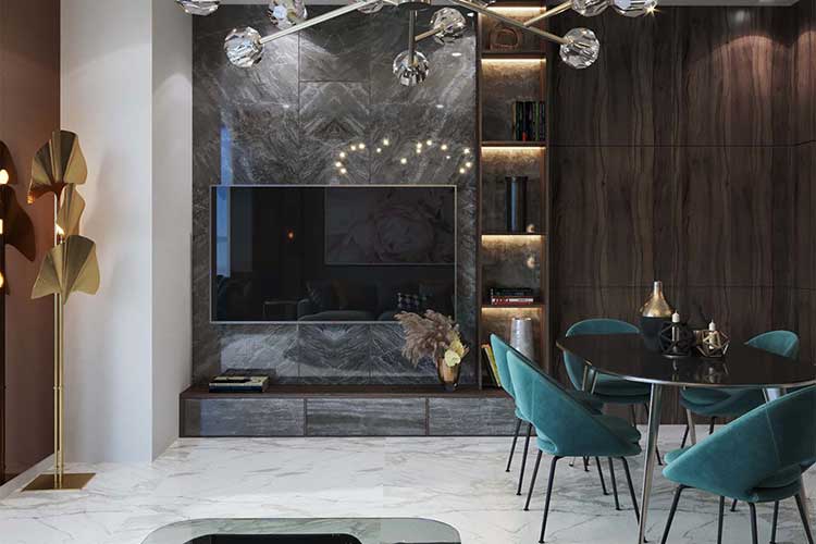 contemporary living room designed by one of the top 10 interior design companies in Dubai