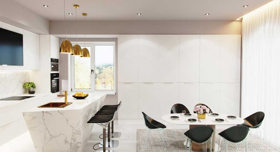 contemporary kitchen designed by one of the top 10 interior design companies in Dubai