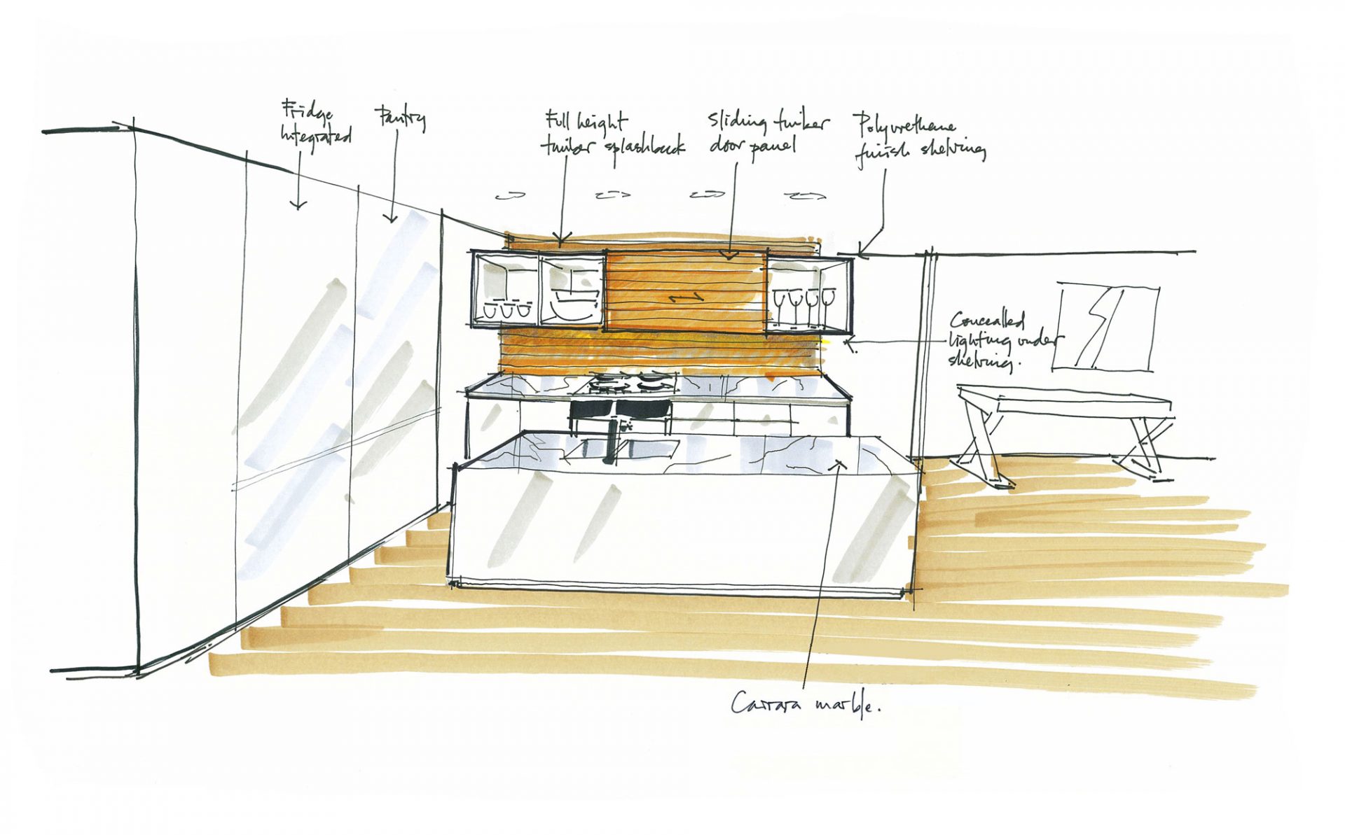 Italian furniture sketch by esperiri milano