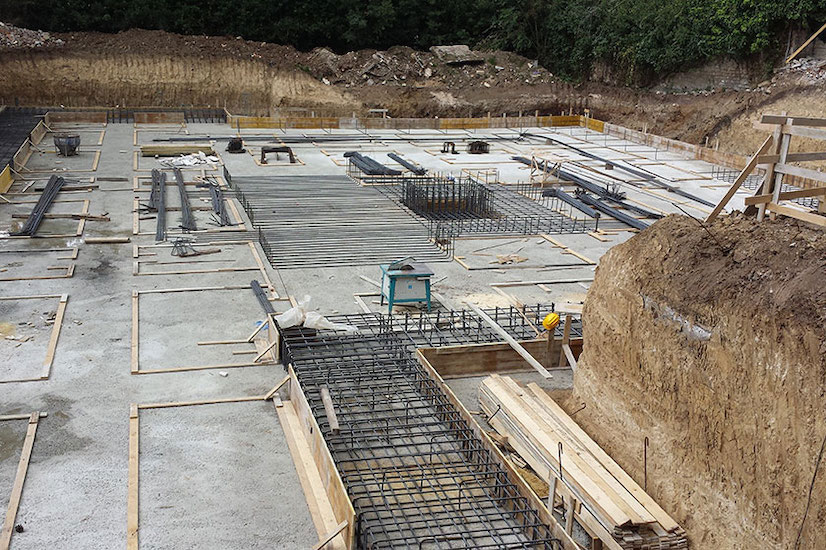 foundations construction of a modern Italian villa for a project where the client hire interior designer online