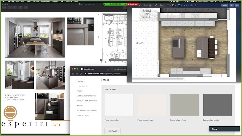 live screen sharing session of esperiri milano team to show how to hire interior designer online