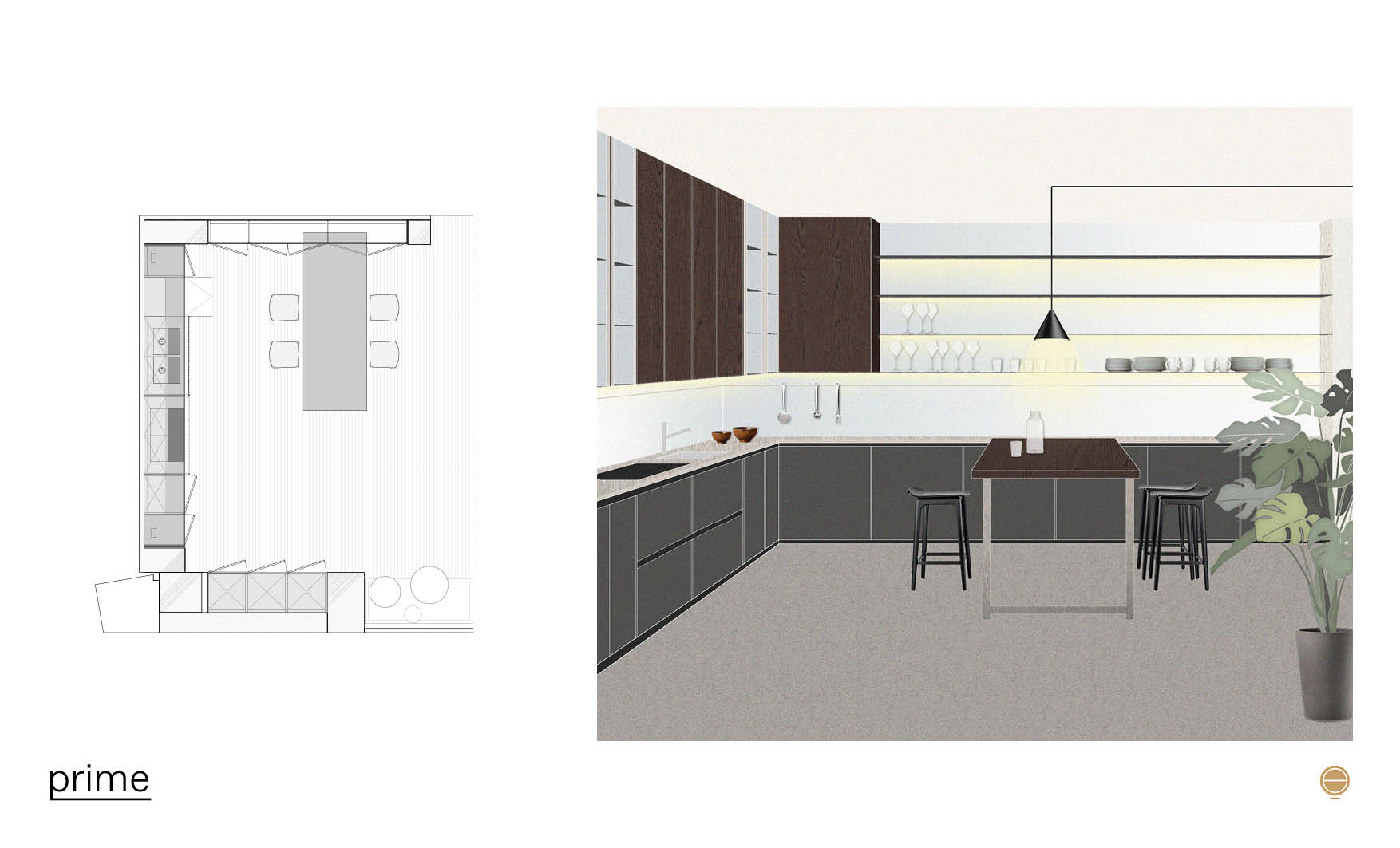 modern Italian kitchen design and dada prime composition