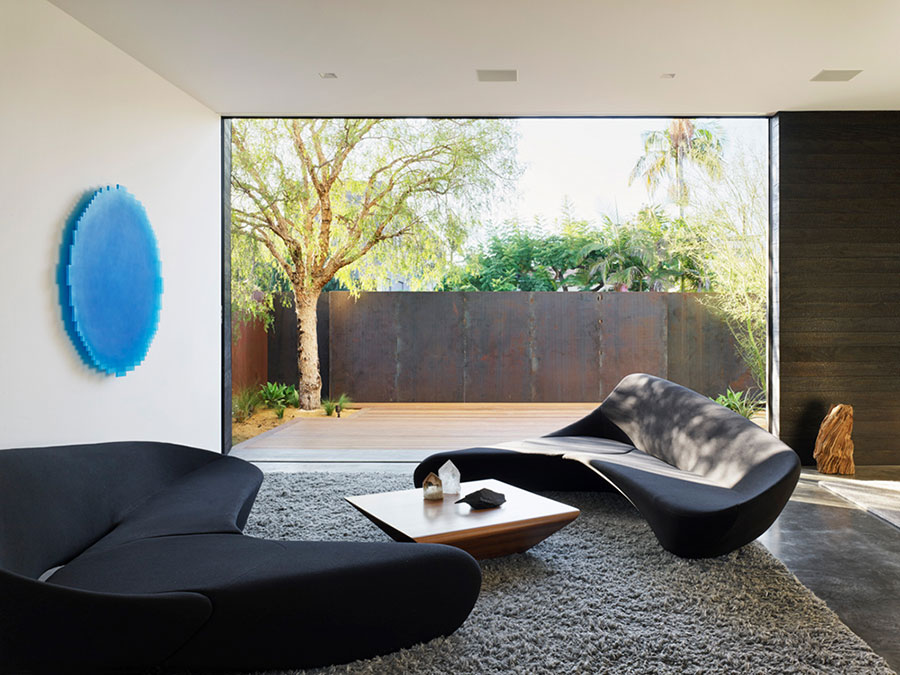 moon sofa by B&B italia in a modern living room designed by one of the top interior design firms in los angeles