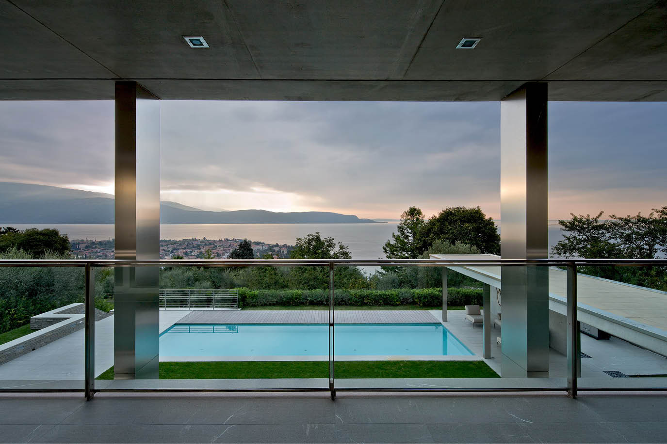 high end residentla refurbishment contractors work of a modern villa facing the lake