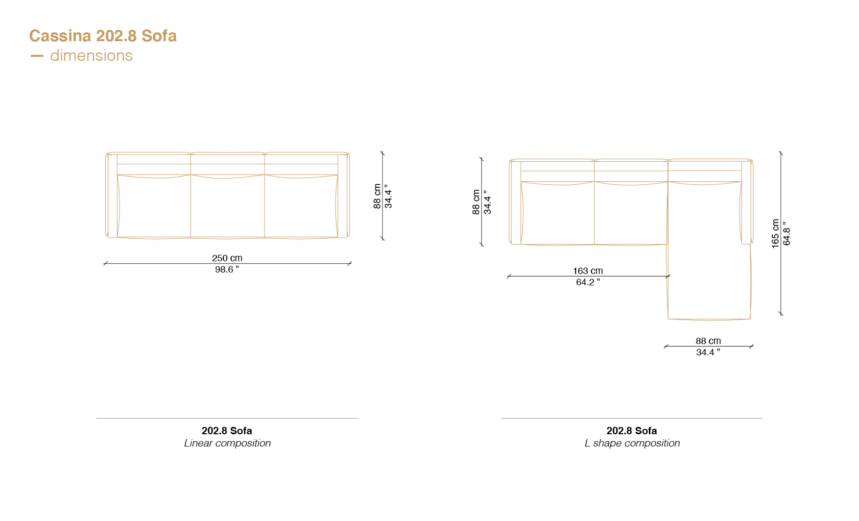 202.8 sofa compositions and Cassina sofa price