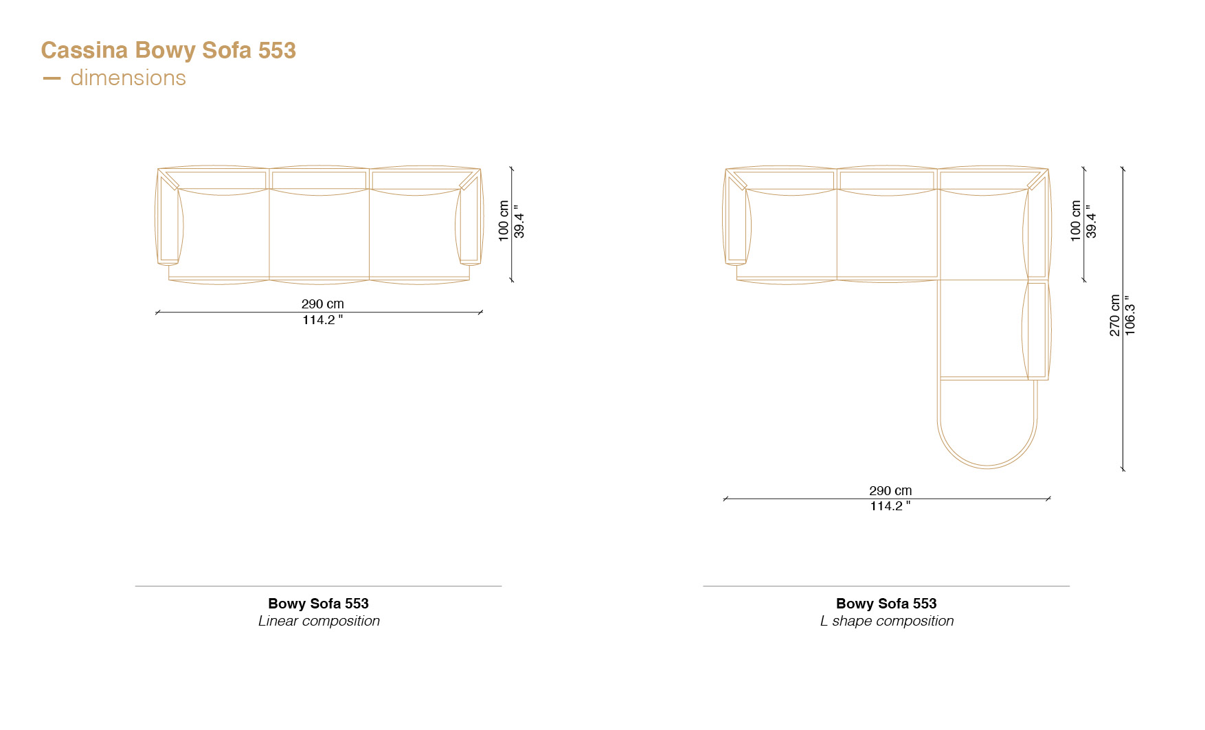 Bowy sofa dimensions and Cassina sofa price informations