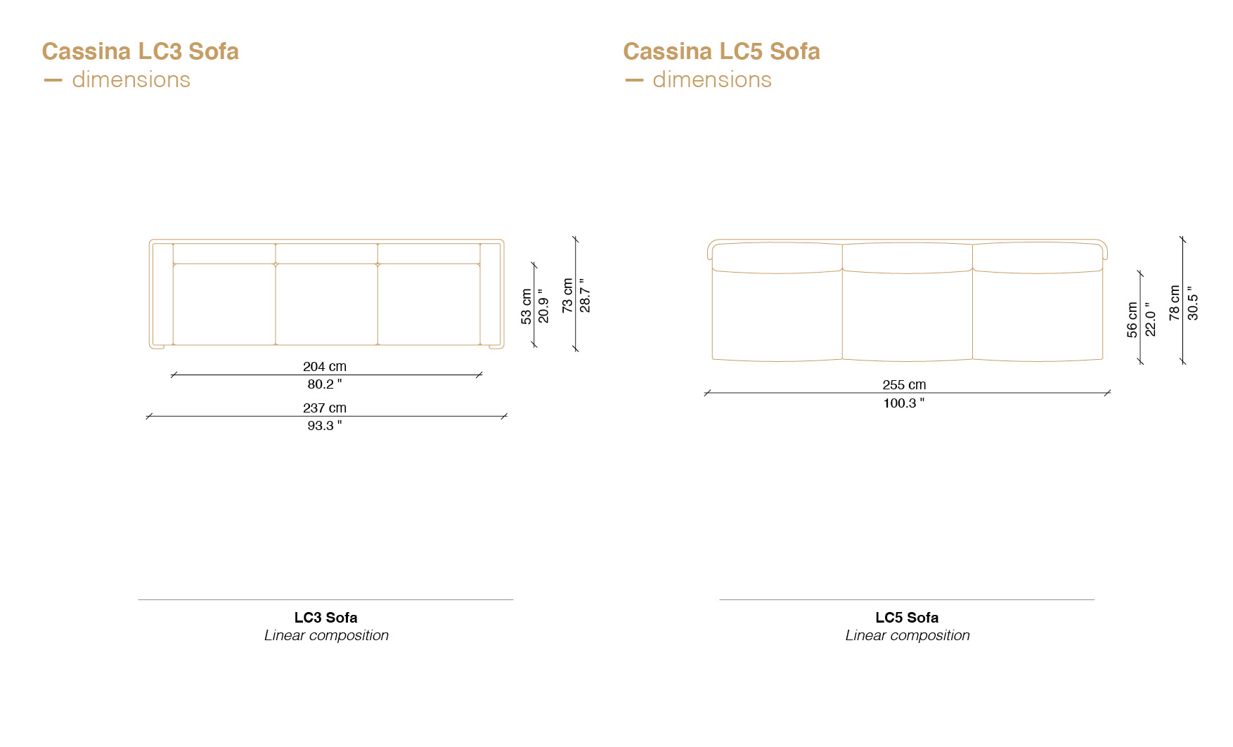 LC3 sofa dimensions and Cassina LC5 price