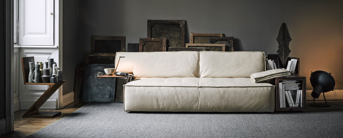 Soft Props sofa with white leather cover