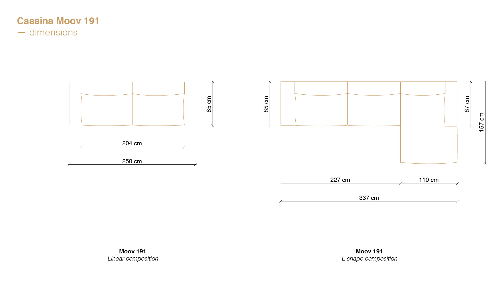 Moov sofa dimensions and Cassina sofa price informations