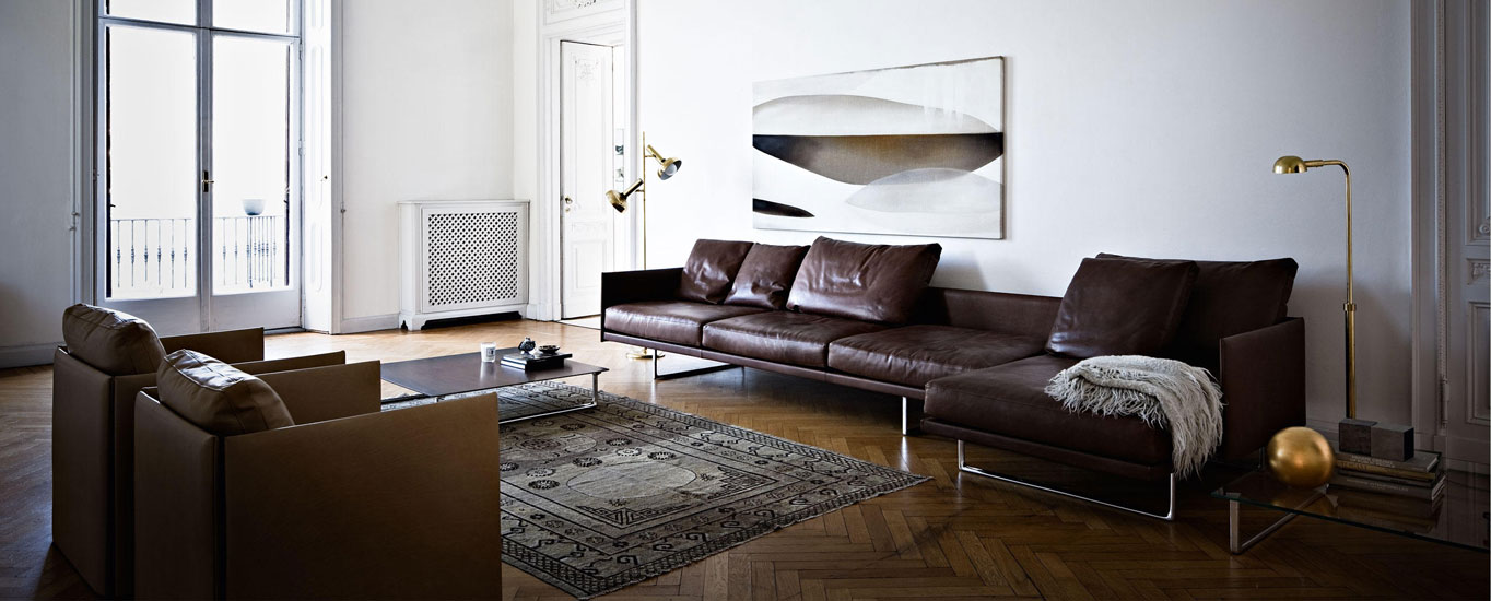 Cassina Toot sofa in brown leather with metal structure