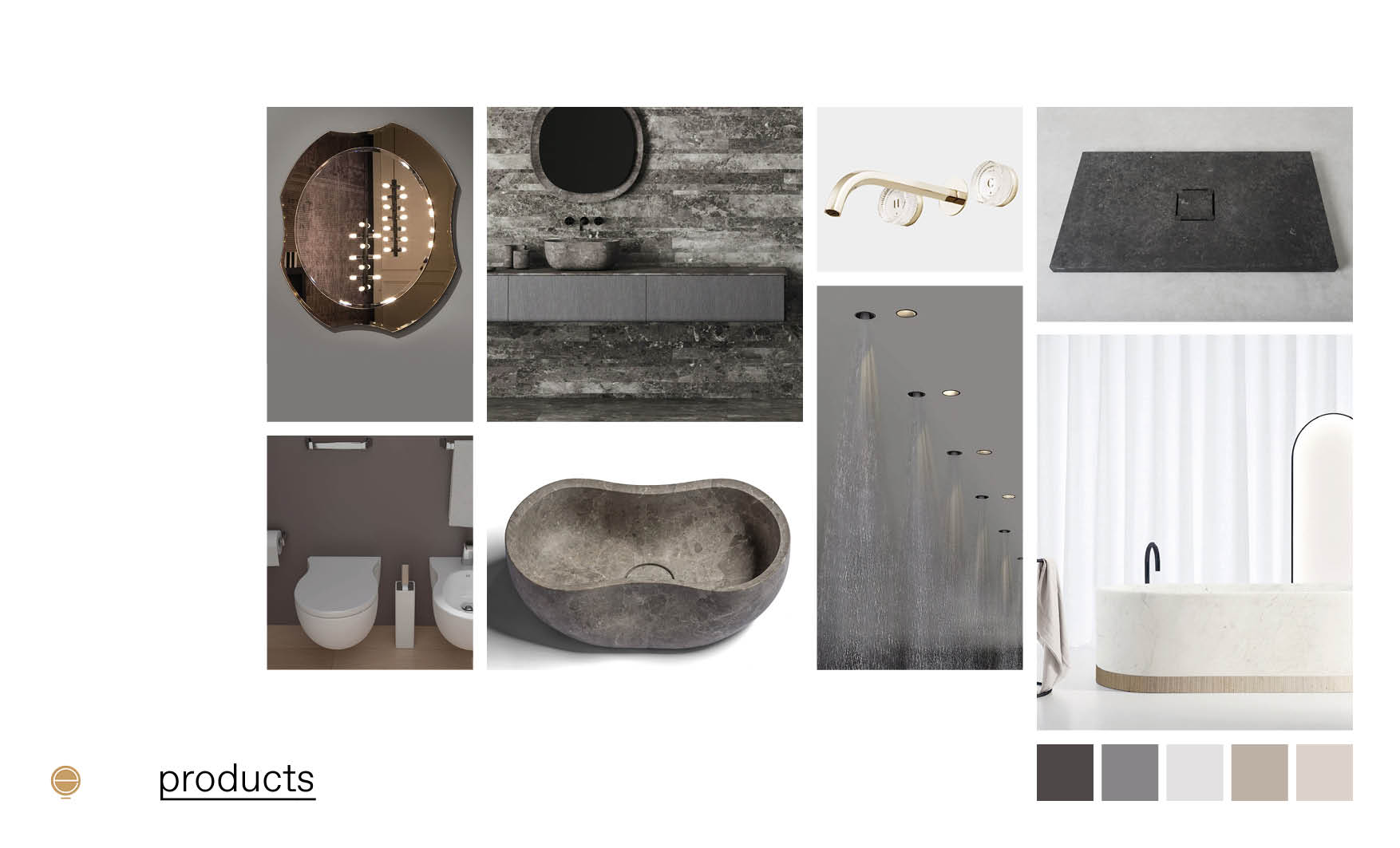 products composition of luxury Italian bathrooms made by Esperiri