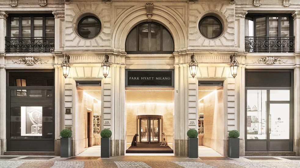 luxury hotels in Milan and Park Hyatt Milano hotel facade