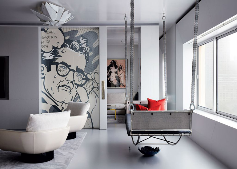 D'aquino Monaco one of the top nyc interior designers create a Gallery Home Hybryd for two art collectors in New York