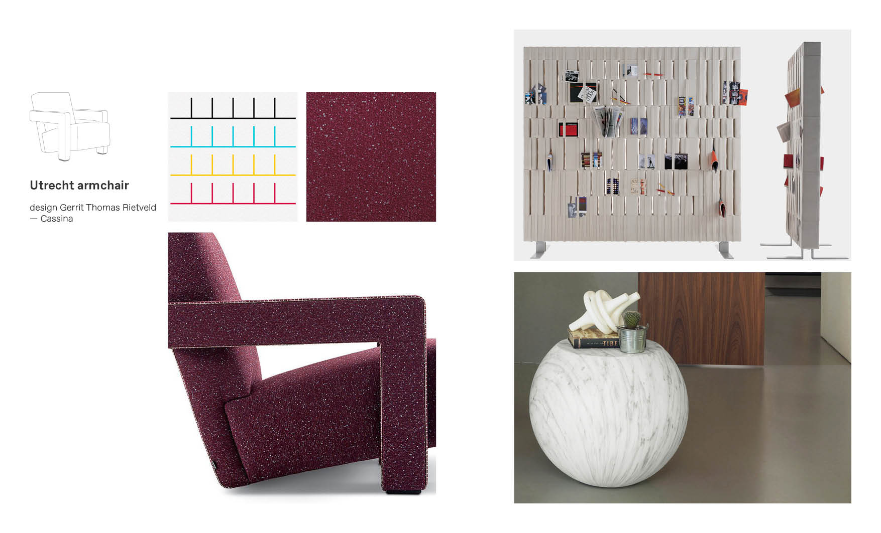 Utrecht Cassina armchair moodboard composition