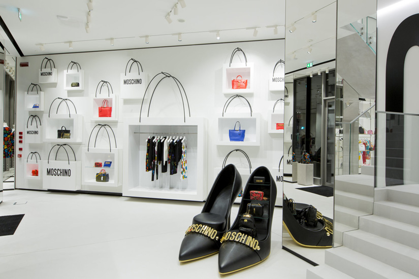 Moschino flagship store and high end shopping in Milan