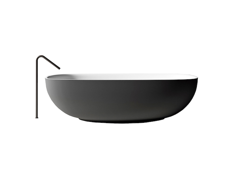 Designer bathtubs and Italian bathroom design composition