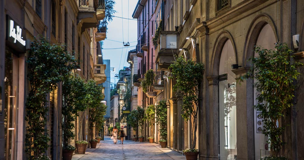 Milan,Italy Via Monte Napoleone Upscale Shopping Street. Window