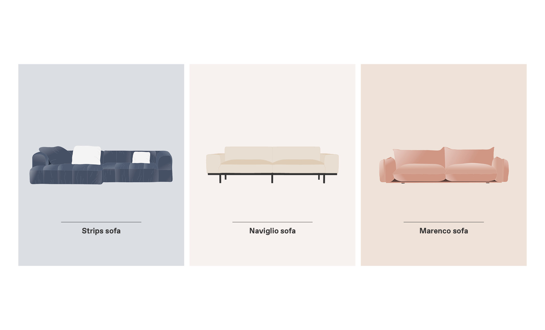 Strips Naviglio and Marenco Arflex sofas design