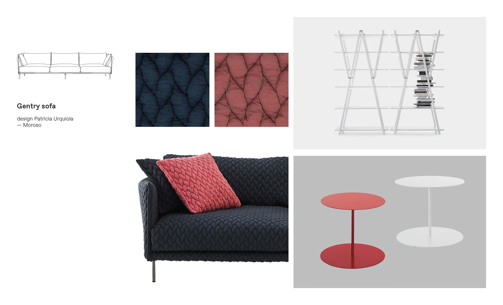 Moroso sofas and Gentry moodboard composition
