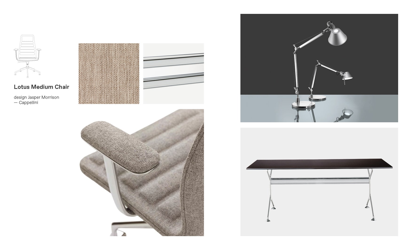 Cappellini chairs and Lotus Medium moodboard composition