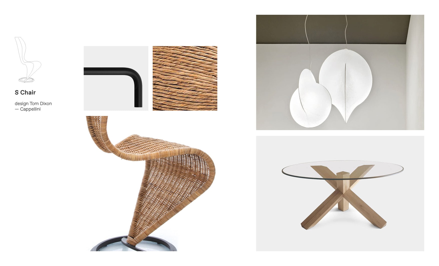 Cappellini chairs and S-Chair moodboard composition