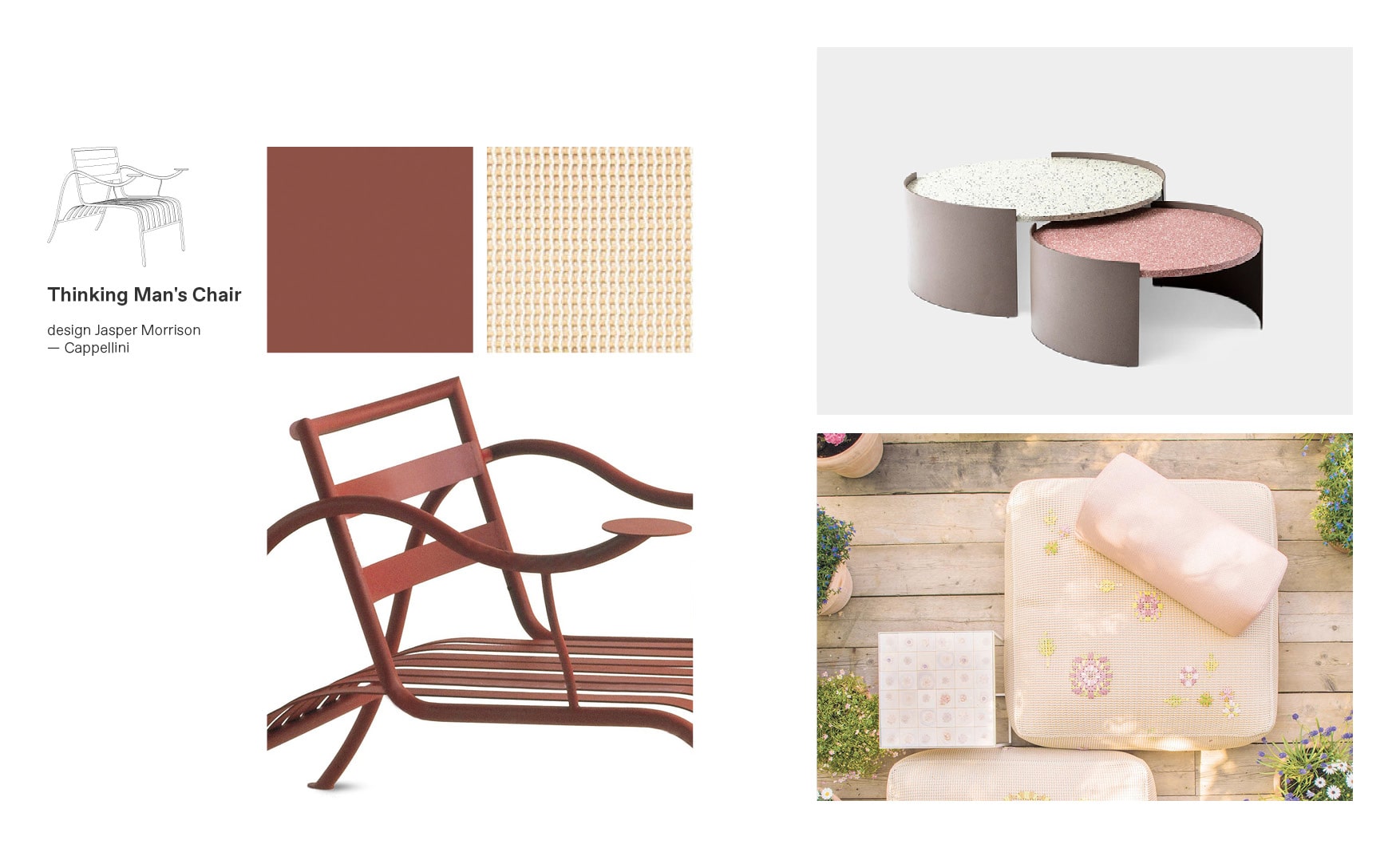 Cappellini chairs and Thinking Man's Chair moodboard composition