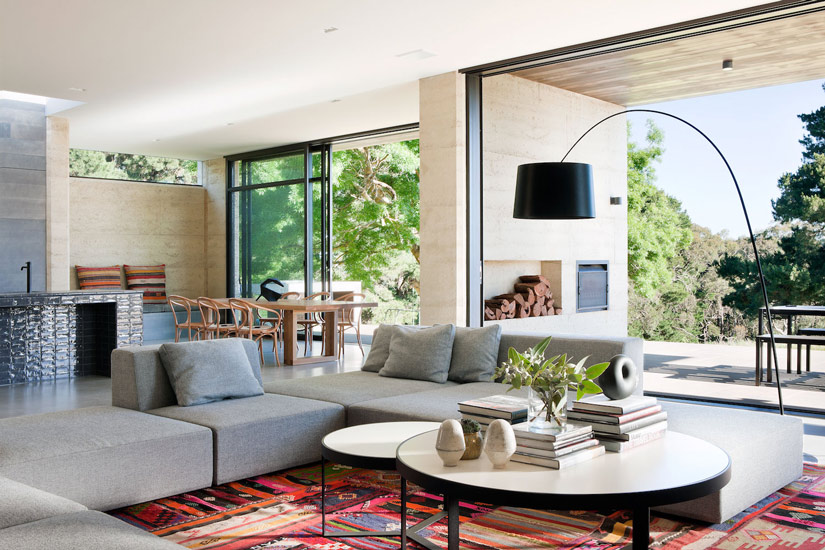 Eclectic Style for this Living Room designed by Robson Rak Architects, one of our list of the best interior designers melbourne has to offer