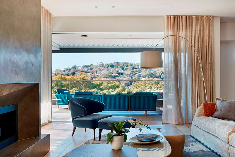 Warmth of natural materials and italian design for this Living Room designed by Hare + Klein: Best Interior Designer Sydney has to Offer