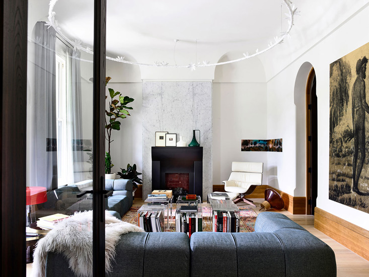 Contemporary Living Room at St Vincents Place designed by BE Architecture, one of the best interior designers Melbourne has to offer