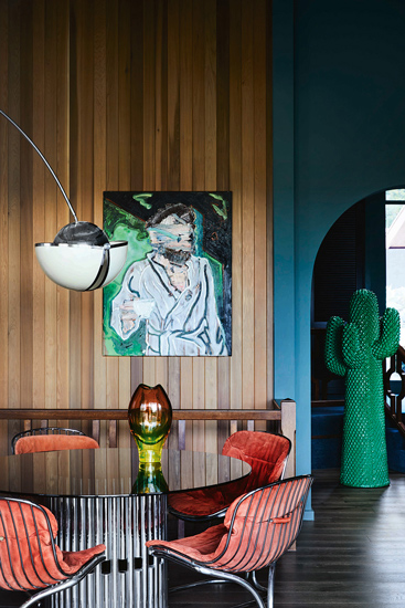 Dining Room with an accurate selection of italian icon pieces. Ivanhoe Residence designed by Flack Studio in Melbourne