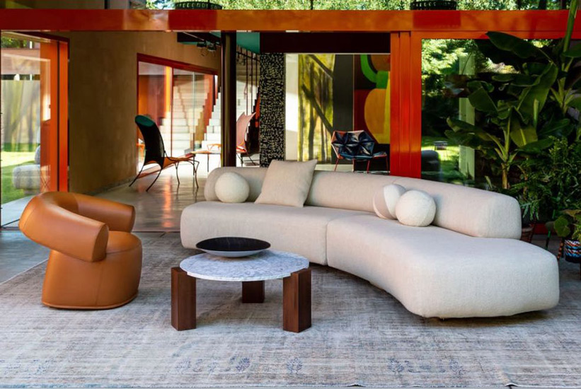 Ruff Armchair and Gogan Sofa, both designed by Patricia Urquiola, one of the most talented designers at Moroso. This brand and more italian furniture brands can be found in Sydney. discover the finest luxury furniture Sydney has to offer