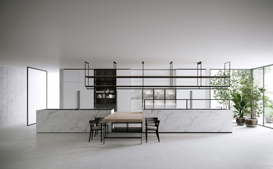 Combine Evolution by Piero Lissoni is one of the monoblock kitchen designed by Boffi, one of the italian furniture store you can find in Switzerland. Discover the luxury furniture Switzerland has to offer