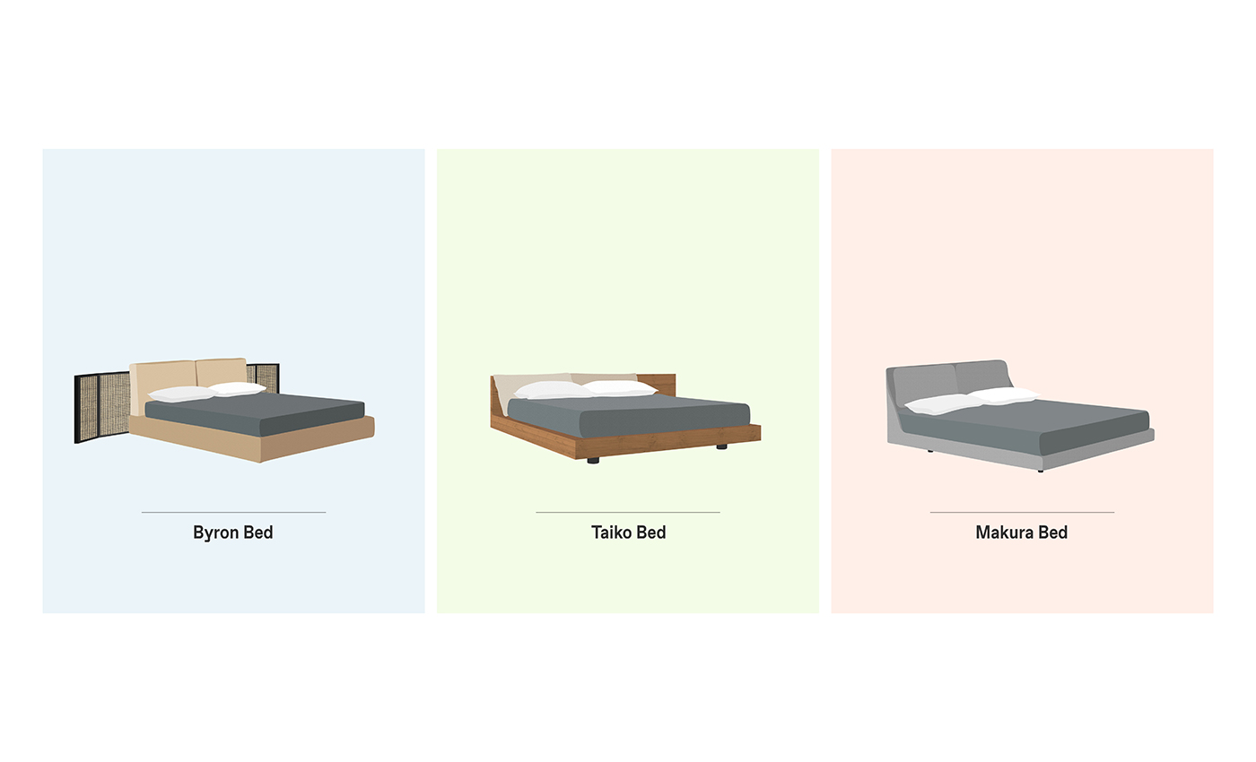 Byron Bed, Taiko Bed and Makura Bed are our selection of Porro Beds for Mix&Match compositions by Esperiri Milano