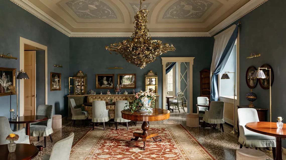 Interiors of a suite from passalacqua hotel on lake como