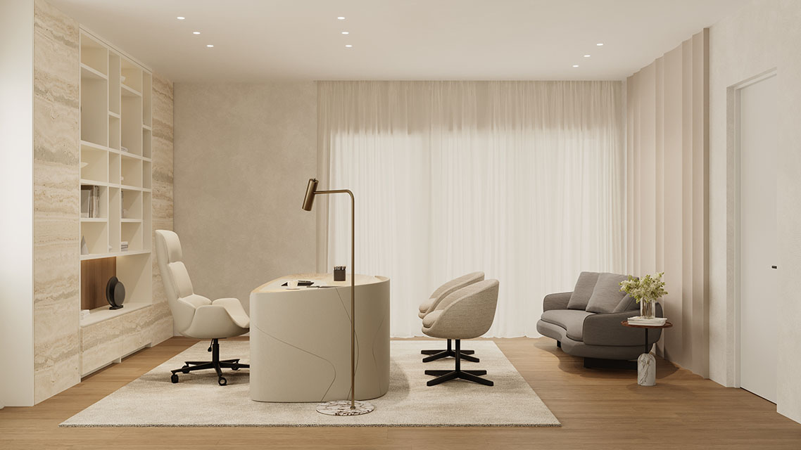 Italian modern luxury home office designed by Italian interior designer in Nigeria