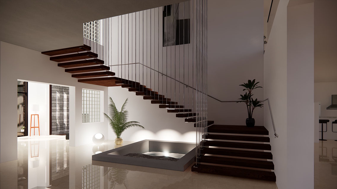 staircase of the modern luxury design villa in Nigeria